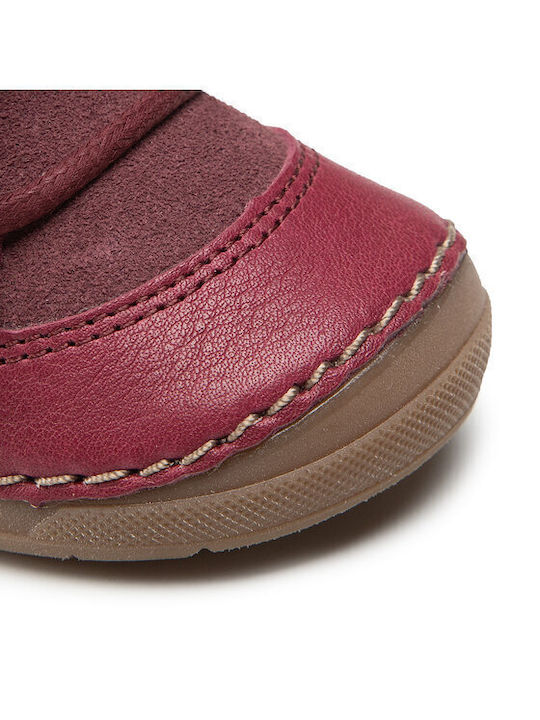 Suede Kids Boots with Laces Burgundy