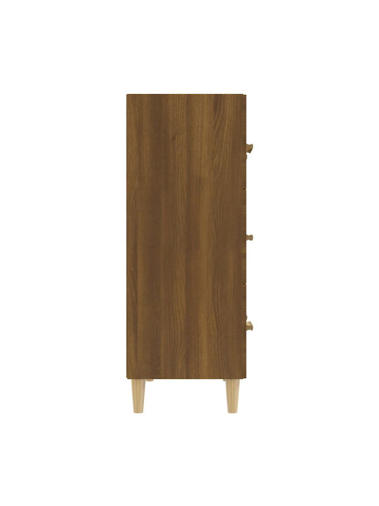 Wooden Chest of Drawers with 3 Drawers Brown Oak 70x34x90cm