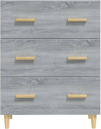 Wooden Bedroom Chest of Drawers with 3 Drawers 70x34x90cm