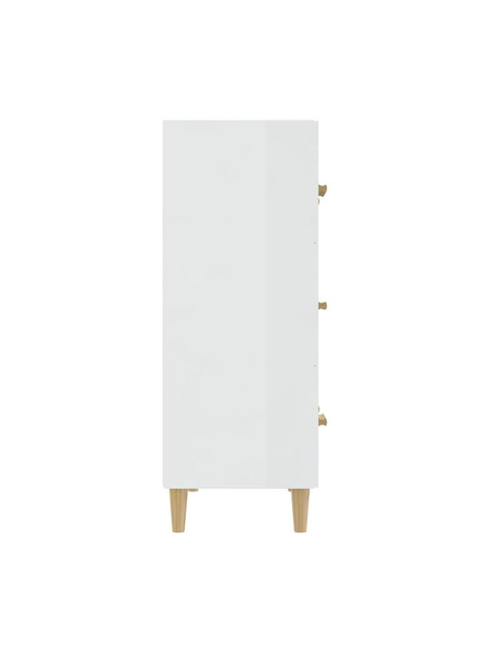 Wooden Chest of Drawers with 3 Drawers White 70x34x90cm