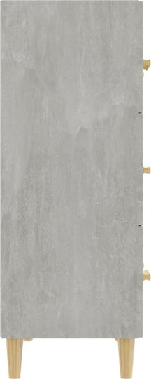 Wooden Chest of Drawers with 3 Drawers Gray 70x34x90cm