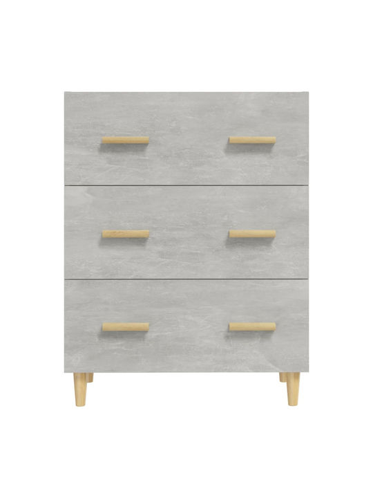 Wooden Chest of Drawers with 3 Drawers Gray 70x34x90cm