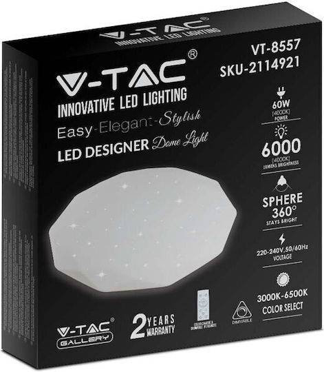 V-TAC Ceiling Light Fixture Round Outdoor LED Panel 60W with Warm White Light 3000K 51cm