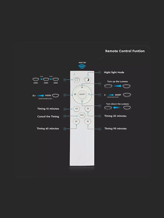 V-TAC Στρογγυλό Εξωτερικό LED Panel 60W με Θερμό Λευκό Φως 3000K 51εκ.