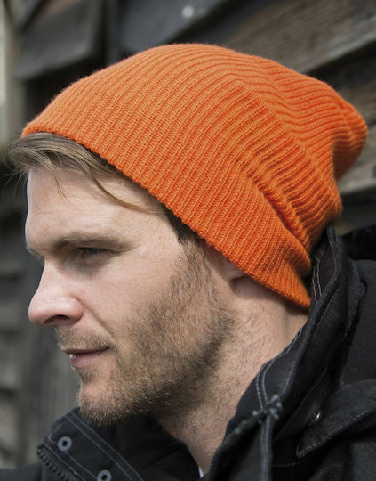 Ribbed Beanie Cap Orange