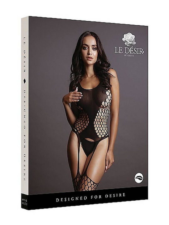Le Désir Ολόσωμο Καλσόν Διχτυωτό Fence Suspender Bodystocking Μαύρο