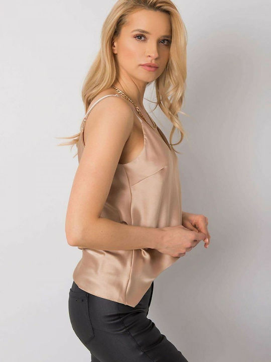 Och Bella Femeie Satin Top Lingerie Monocrom Camel