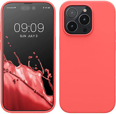 KWmobile Umschlag Rückseite Silikon Neon Coral (iPhone 14 Pro) 59073.103