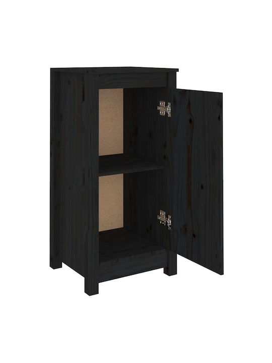 Living Room Display Cabinet Made of Solid Wood Black 40x35x80cm