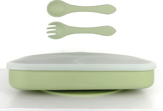 Baby Cloud Feeding Set Rainbow made of Silicone Green 3pcs