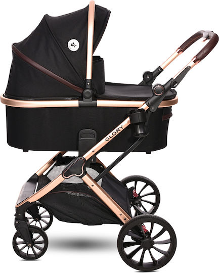 Lorelli Glory Adjustable 3 in 1 Baby Stroller Suitable for Newborn Black Diamonds 15kg