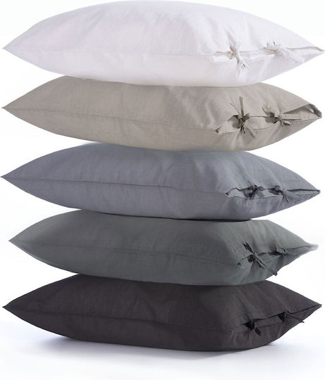 Nef-Nef Homeware Pillowcase Set with Envelope Cover Grey 52x72cm.