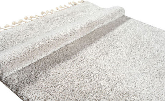 Balsan Silky Rug Rectangular Shaggy with Fringes Beige