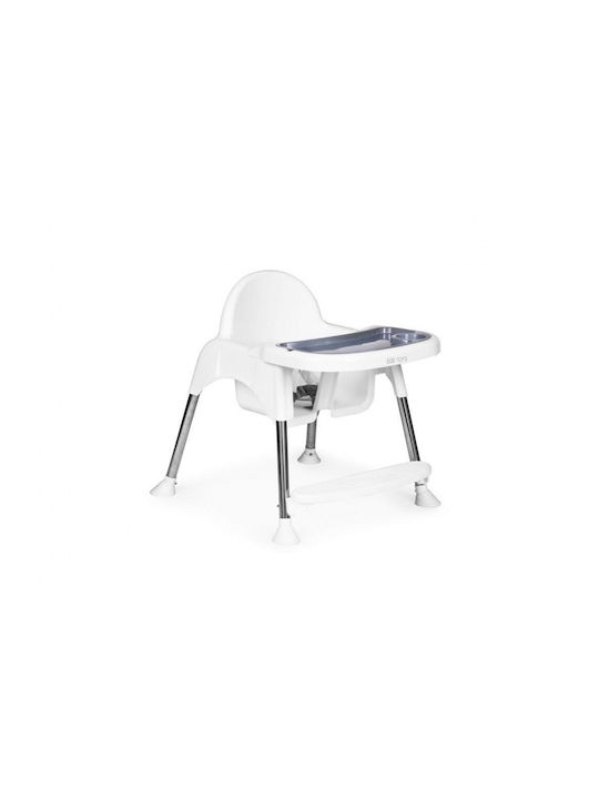 Ecotoys Scaun Înalt De Masă Bebe 2 În 1 Cu Înălțime Reglabilă Alb