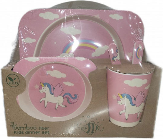 Etoile Σετ Φαγητού Unicorn από Bamboo Ροζ 5τμχ