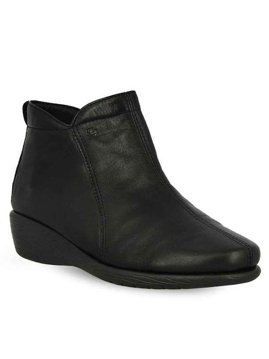 Flex&Go Leather Women's Ankle Boots Platform Black