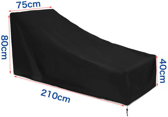 Waterproof Protective Chaise Lounge Cover 210x75x80cm in Black Colour