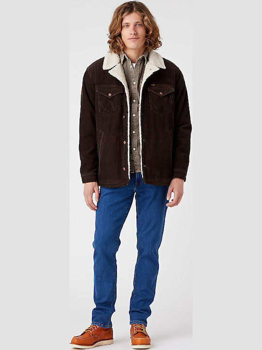 Long Sleeve Corduroy Overshirt in Regular Fit Brown