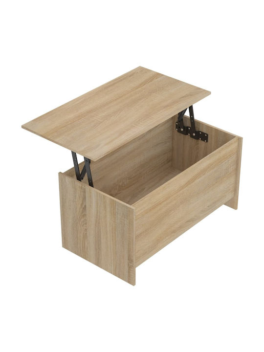 Rectangular Central Wooden Coffee Table with Lifting Mechanism Brown W102xD55.5xH52.5cm