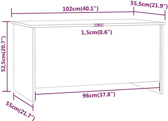 Rectangular Central Wooden Coffee Table with Lifting Mechanism Brown W102xD55.5xH52.5cm