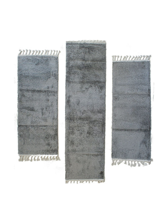 Balsan Soft Shaggy Bedroom Rugs Set Dark Grey P621176 3pcs