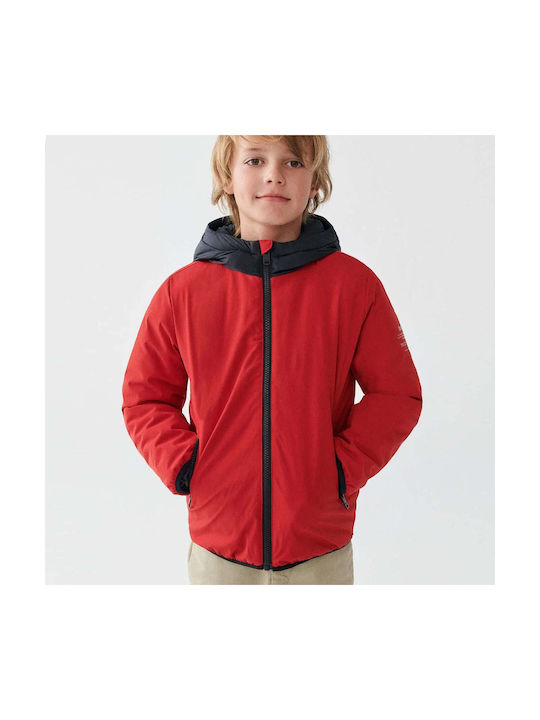 Ecoalf Wasserdicht Kinderjacke Kurz mit Kapuze Rot