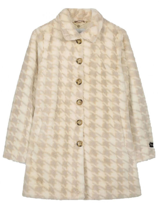 RINO PELLE Ολλανδικό γυναικείο εκρού μακρύ παλτό γούνα Nonna 7012210 angora