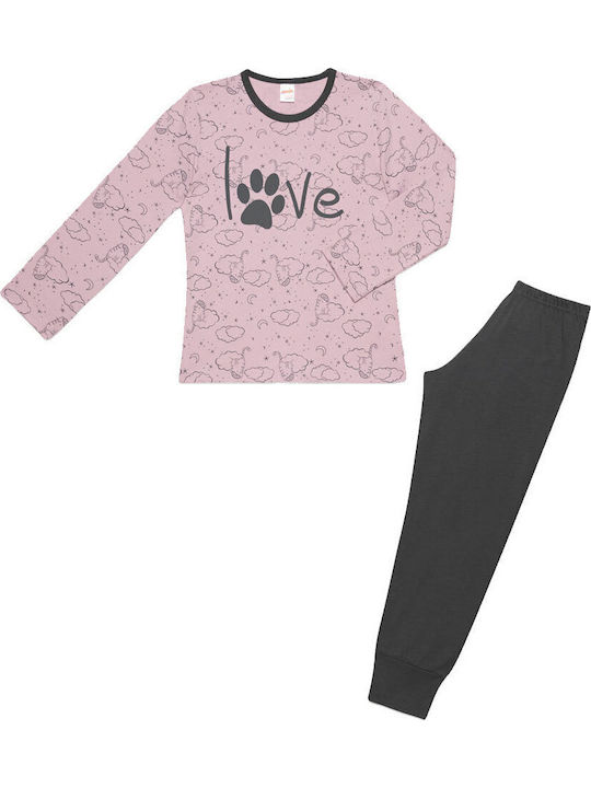 Minerva Kids' Pajamas Winter Lilac Cats Minerva Kids' Pajamas Winter Lilac Cats