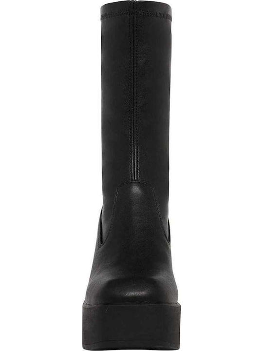 Baddest Leather Women's Ankle Boots with High Heel Black