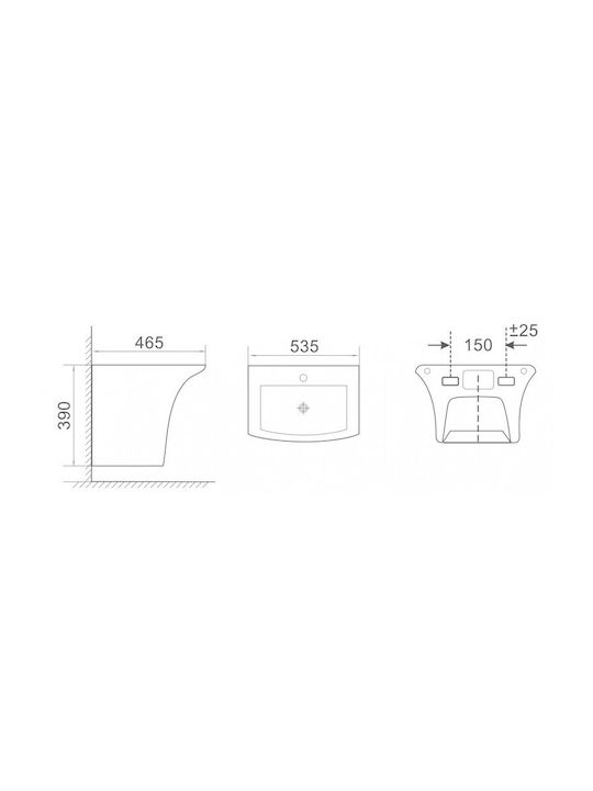 Inter Ceramic ICC5345 Wall Mounted Wall-mounted Sink Porcelain 53x46x39cm Black