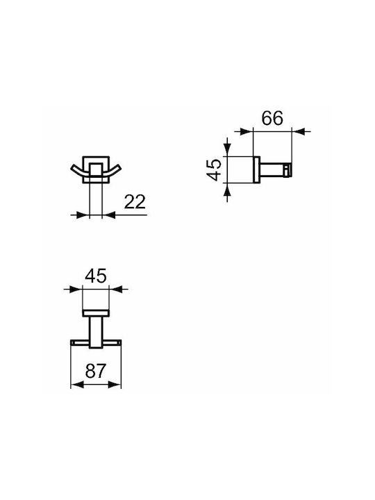 Ideal Standard Iom Square Double Wall-Mounted Bathroom Hook Inox Silver