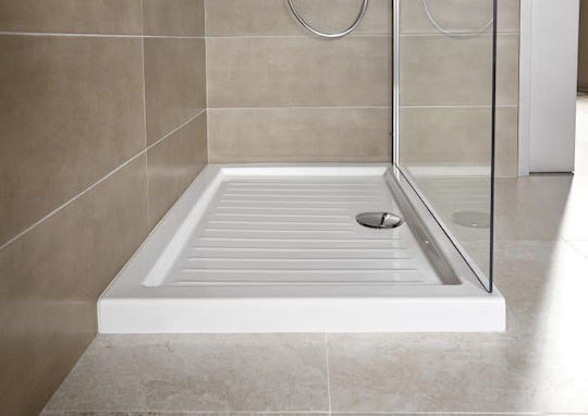 Roca Rectangular Porcelain Shower White Roma 90x70x5.5cm