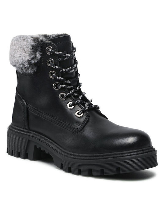 Wrangler Seattle Alaska Leather Women's Ankle Boots with Fur Black