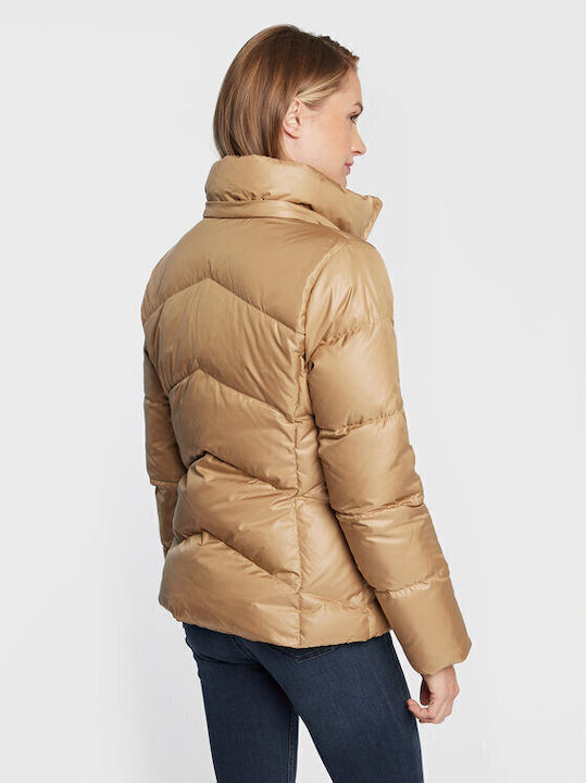 Kurz Damen Puffer Jacke mit pelziger Kapuze für Winter Safari Canvas