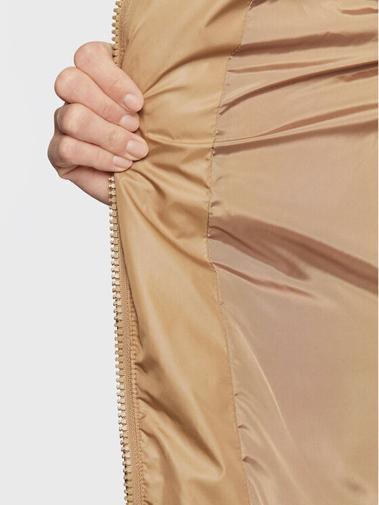 Kurz Damen Puffer Jacke mit pelziger Kapuze für Winter Safari Canvas
