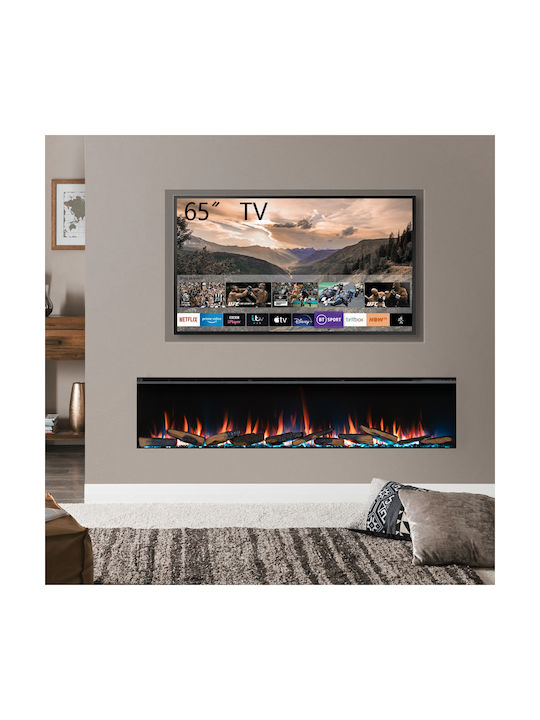Richen 3D Insert 183 Επιτοίχιο Ηλεκτρικό Τζάκι 2000W 182.8x49.5cm Μαύρο