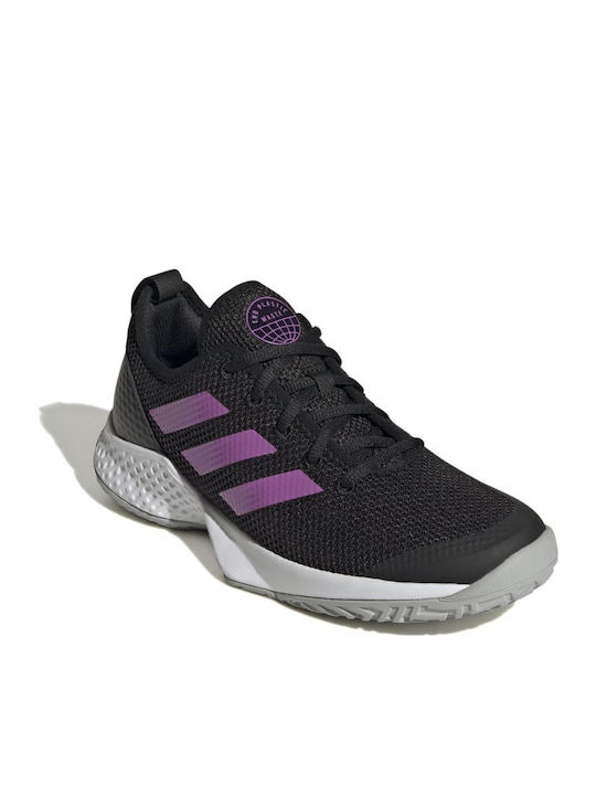 adidas CourtFlash Женски Тенис обувки Всички съдилища Черно / Полупулсиращо Люляково / Сиво Две adidas CourtFlash Женски Тенис обувки Всички съдилища Черно / Полупулсиращо Люляково / Сиво Две