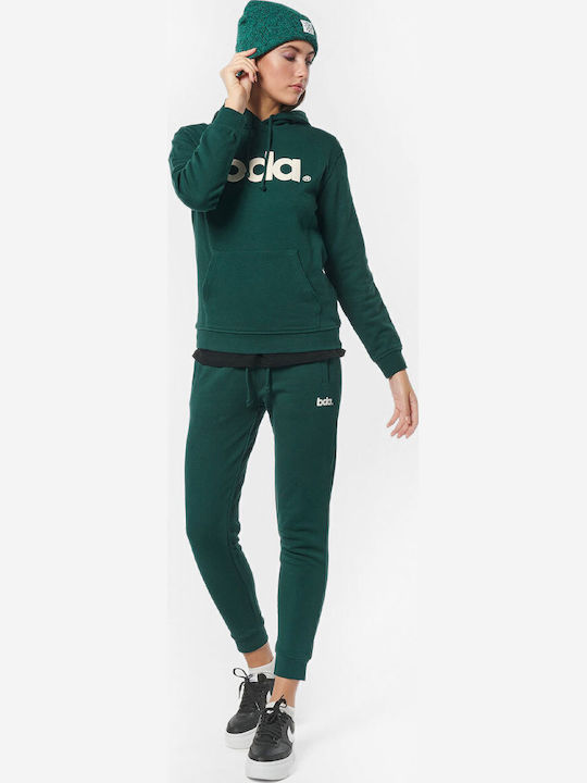 Μακρύ Γυναικείο Φούτερ με Κουκούλα Dark Green