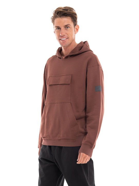 G-Star Raw Herren Sweatshirt mit Kapuze und Taschen Braun