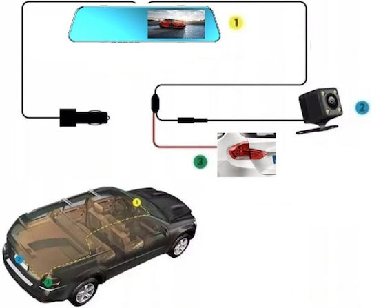 Manta 720P Mirror Car DVR Set with Rear Camera, 5.18" Display