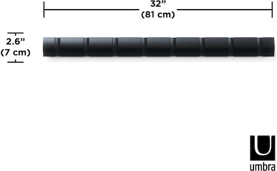 Umbra Wall Hanger Flip Wooden 8 Hooks Black 81.3x3.2x7.6cm