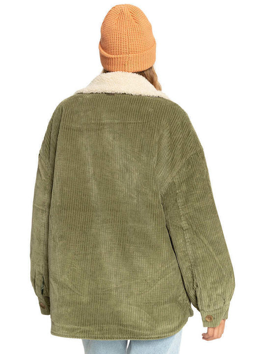 Billabong Lucky Cord Women's Short Lifestyle Jacket for Winter Khaki