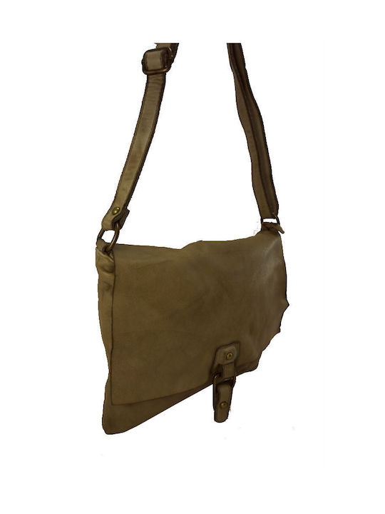 Γυναικεία δερμάτινη τσάντα χιαστί MYBAG 60-5794 TAUPE ΠΟΥΡΟ