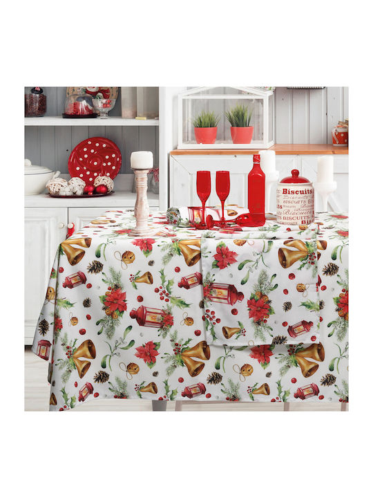 Das Home Christmas Christmas Tablecloth Runner Fabric Red / Beige / Gold L140xW45cm.