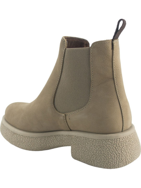Leather Women's Chelsea Boots Beige
