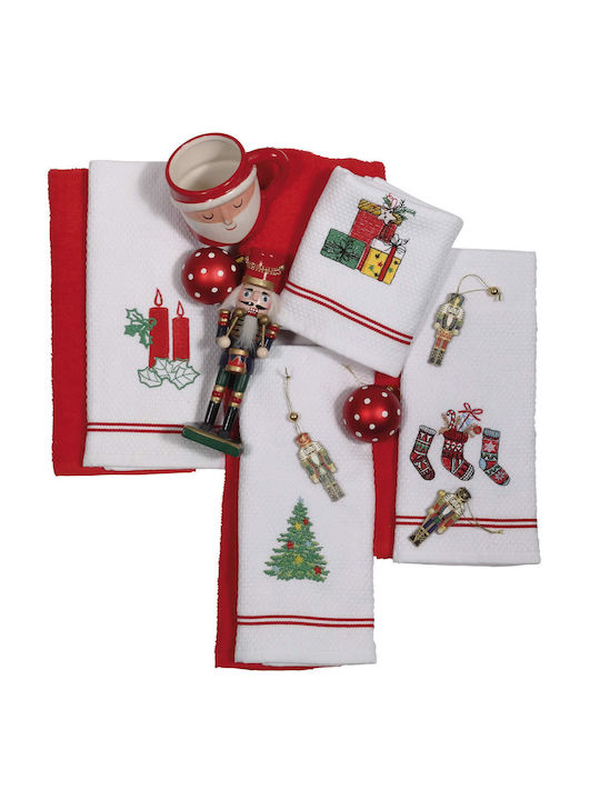 Das Home 0630 Set Weihnachts-Handtuch Stoff Weiß B60xL40cm. 2Stück 52704570630