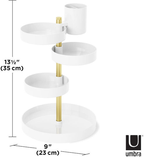 Umbra Въртящ Органайзер за Козметика с Разделители Бял 35x23x23см
