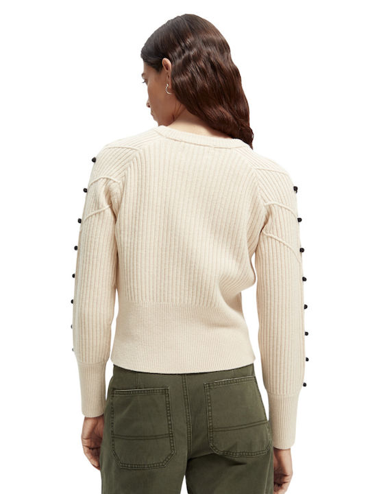 Scotch & Soda Women's Long Sleeve Sweater Woolen White