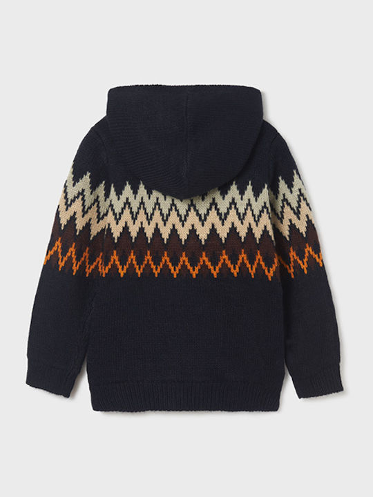 Kinderstrickjacke Gestrickt mit Kapuze Marineblau