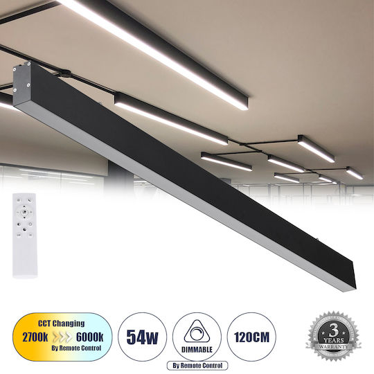 GloboStar Felix Commercial Linear LED Ceiling Light 54W Warm White IP20 Dimmable L120xD3.5xH7cm